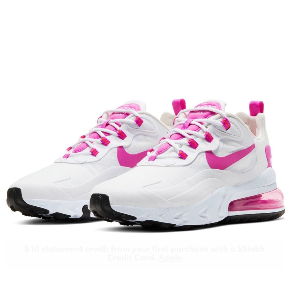 Nike Air Max 270 React Shoes, Pink/White, Size Women’s 10